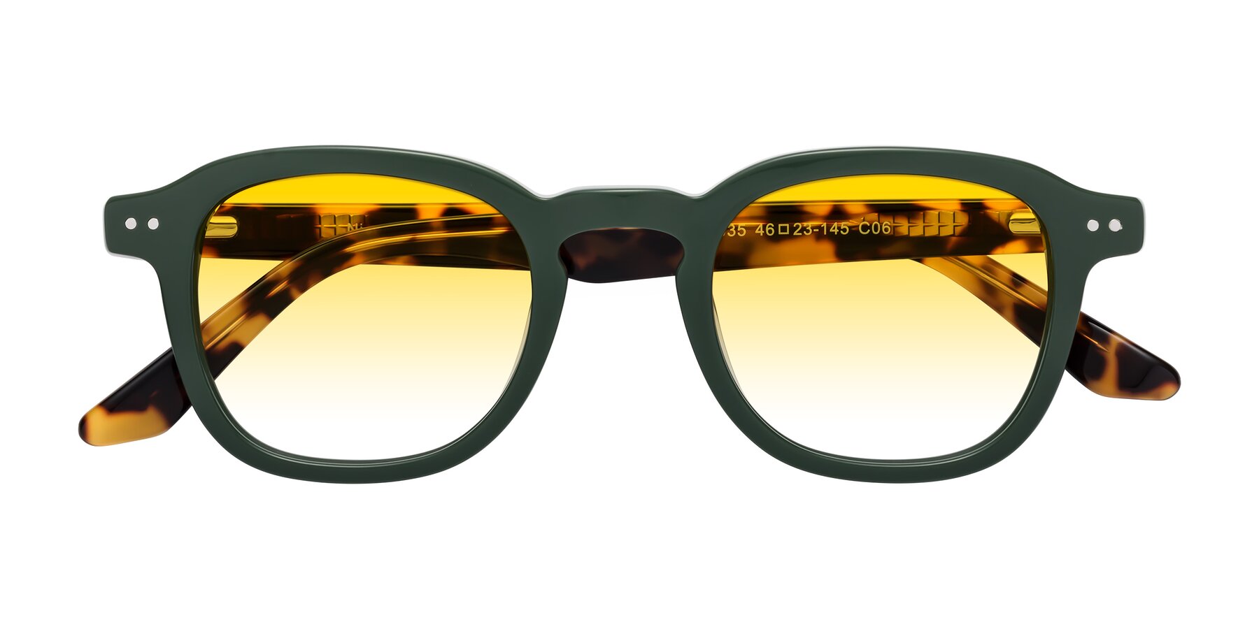 Folded Front of Nice in Seaweed-Tortoise with Yellow Gradient Lenses