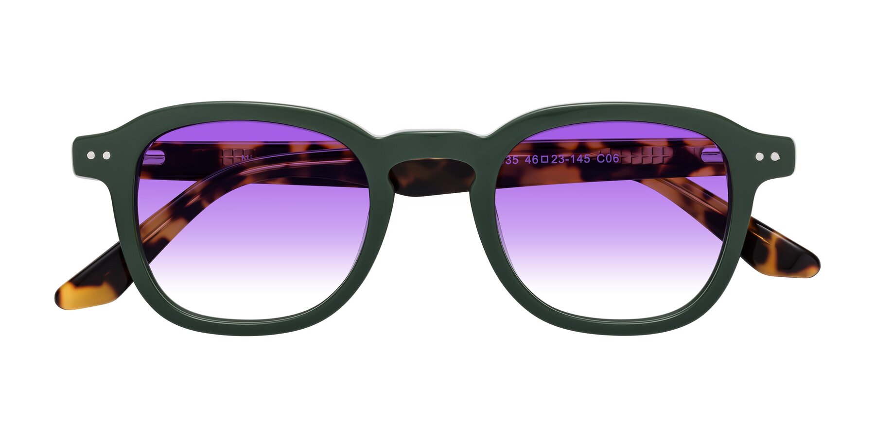 Folded Front of Nice in Seaweed-Tortoise with Purple Gradient Lenses