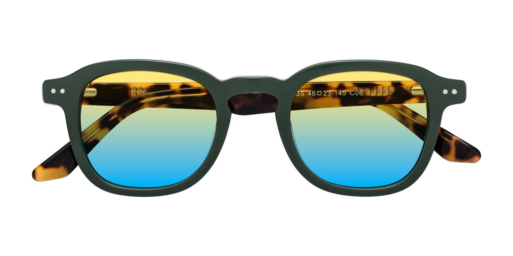 Folded Front of Nice in Seaweed-Tortoise with Yellow / Blue Gradient Lenses