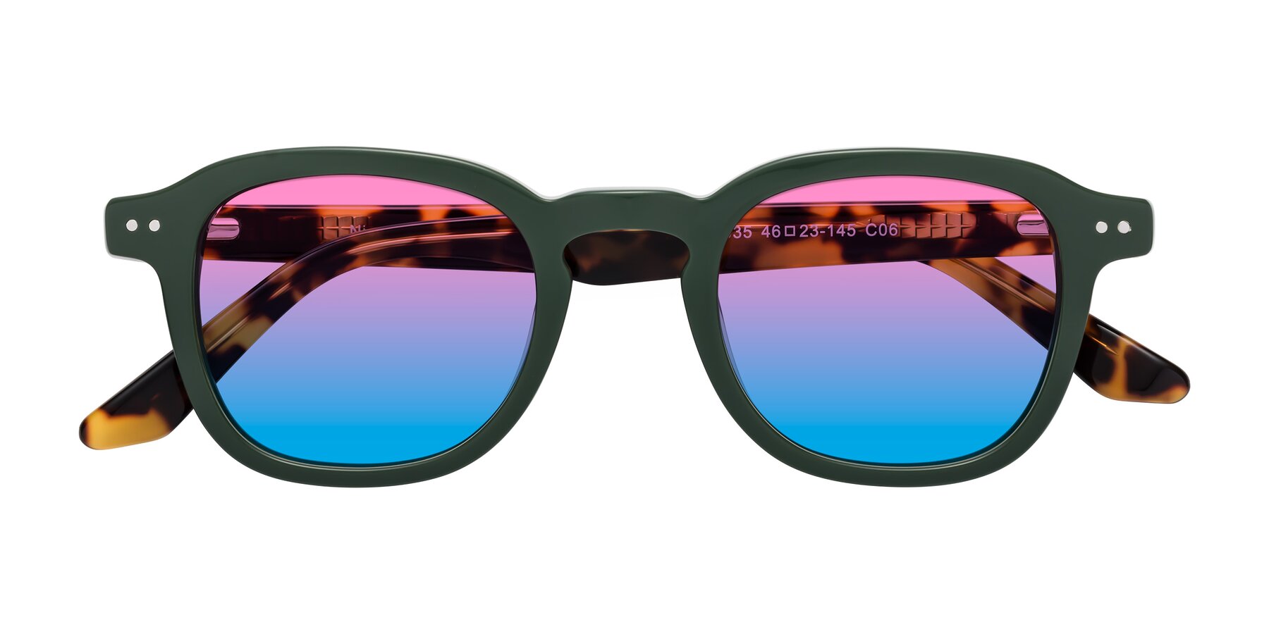 Folded Front of Nice in Seaweed-Tortoise with Pink / Blue Gradient Lenses