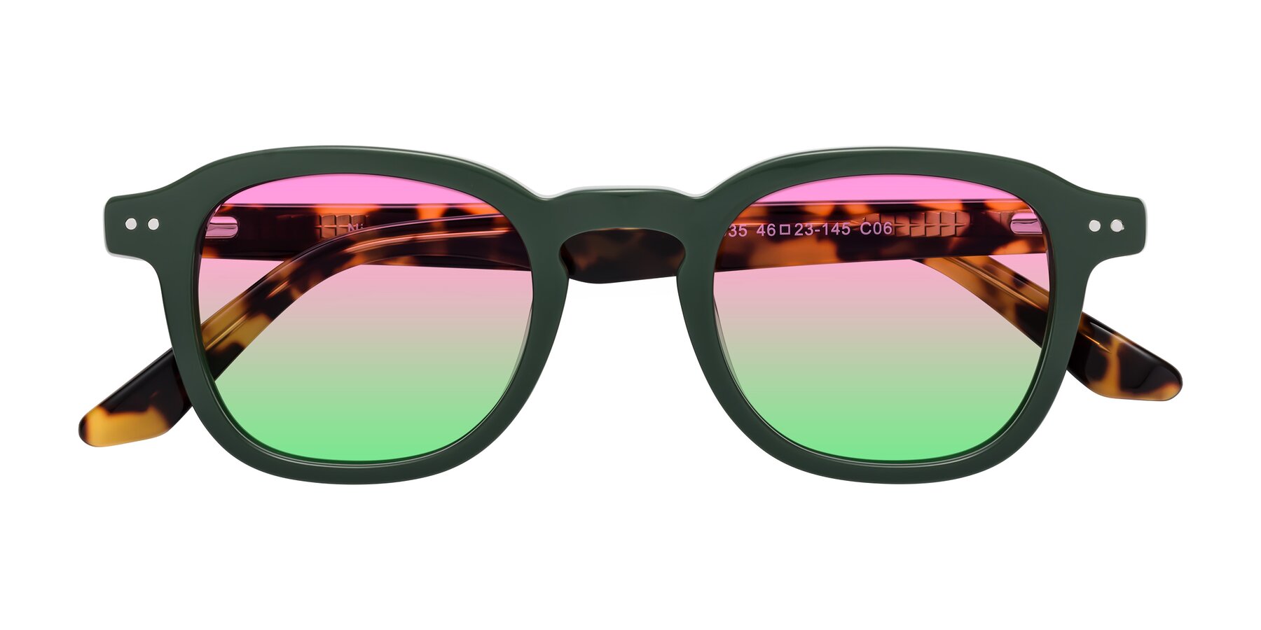 Folded Front of Nice in Seaweed-Tortoise with Pink / Green Gradient Lenses