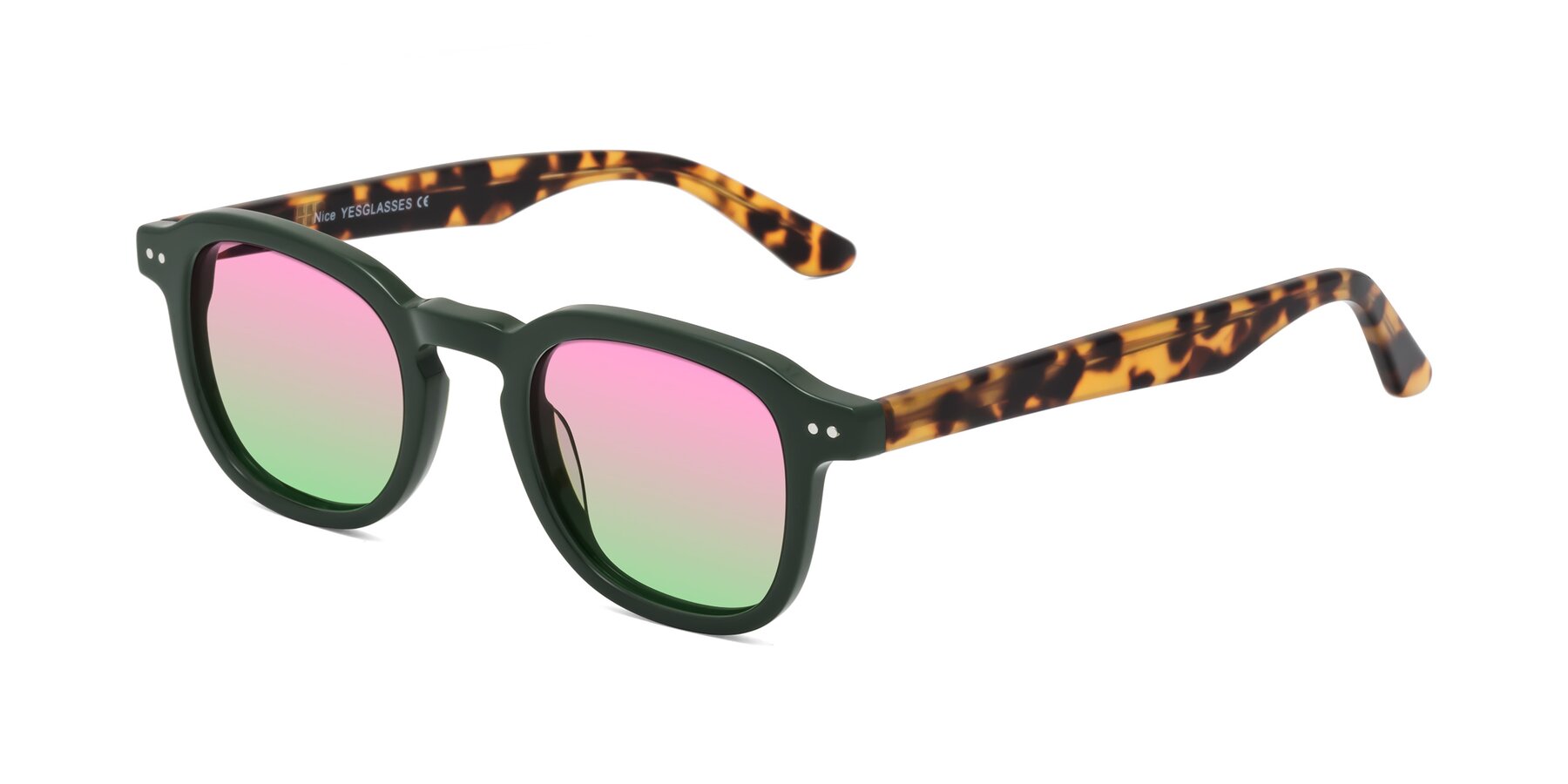 Angle of Nice in Seaweed-Tortoise with Pink / Green Gradient Lenses