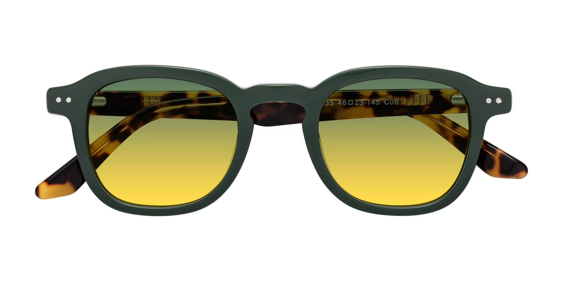 Folded Front of Nice in Seaweed-Tortoise with Green / Yellow Gradient Lenses