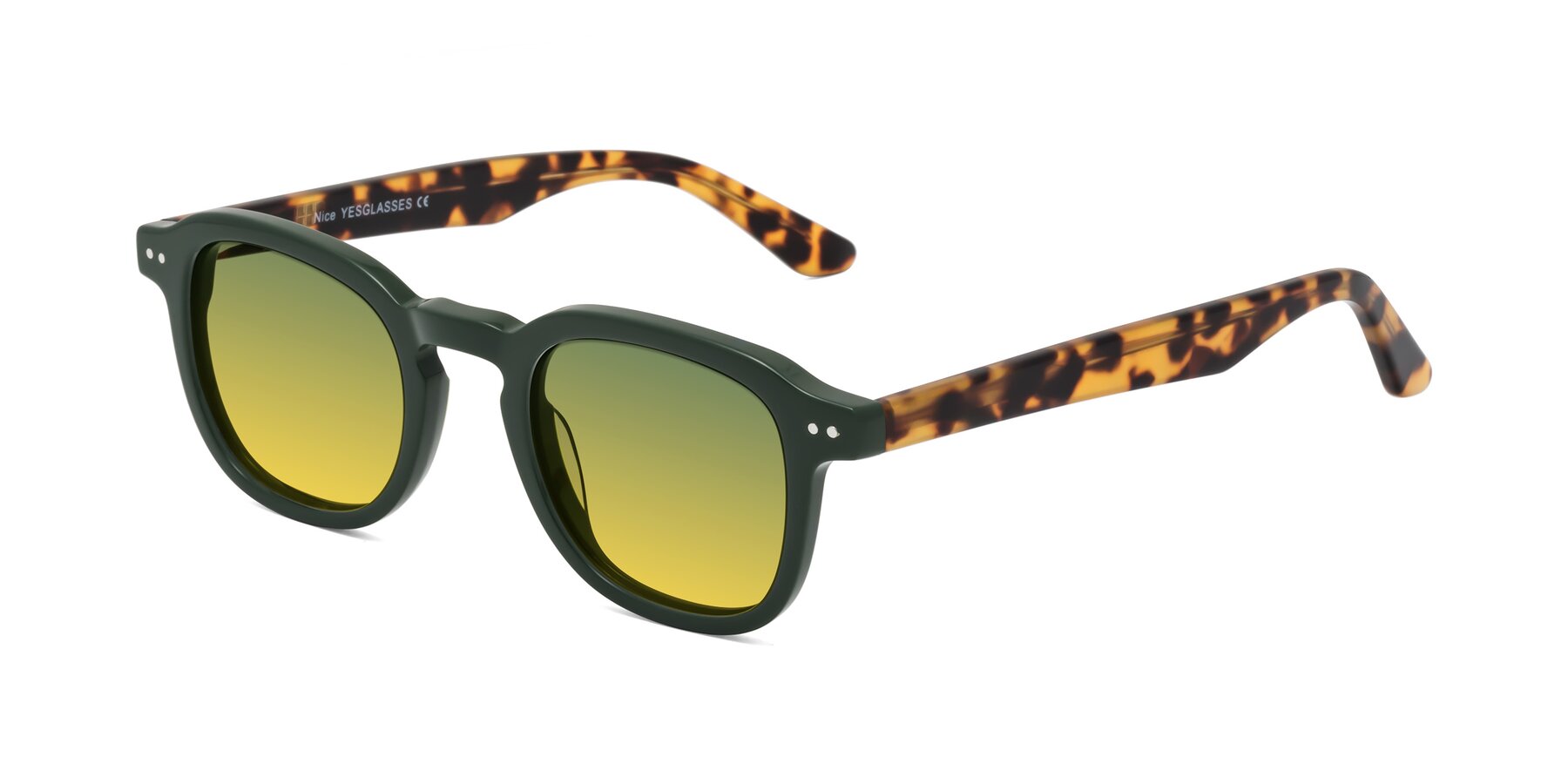 Angle of Nice in Seaweed-Tortoise with Green / Yellow Gradient Lenses