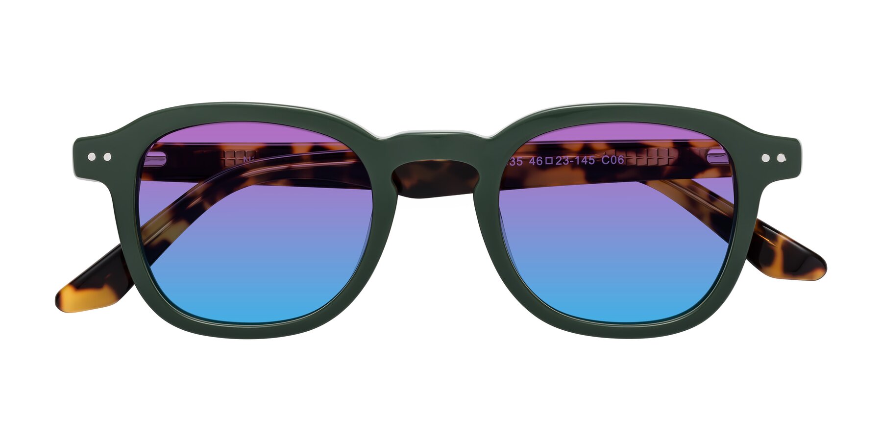 Folded Front of Nice in Seaweed-Tortoise with Purple / Blue Gradient Lenses