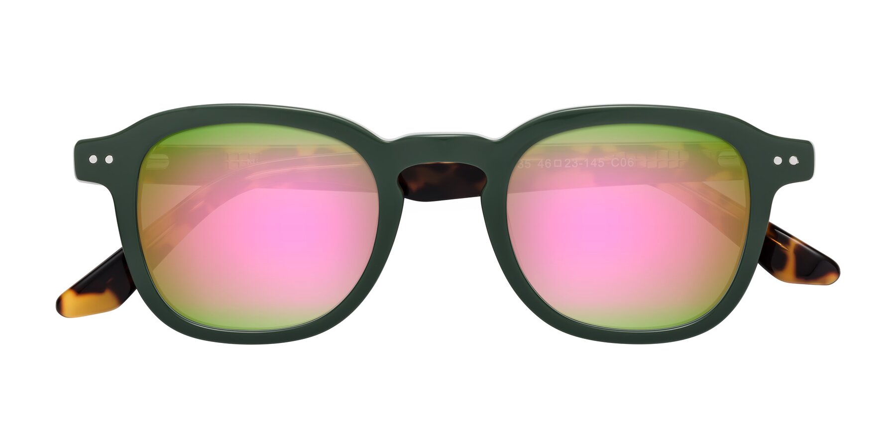 Folded Front of Nice in Seaweed-Tortoise with Pink Mirrored Lenses