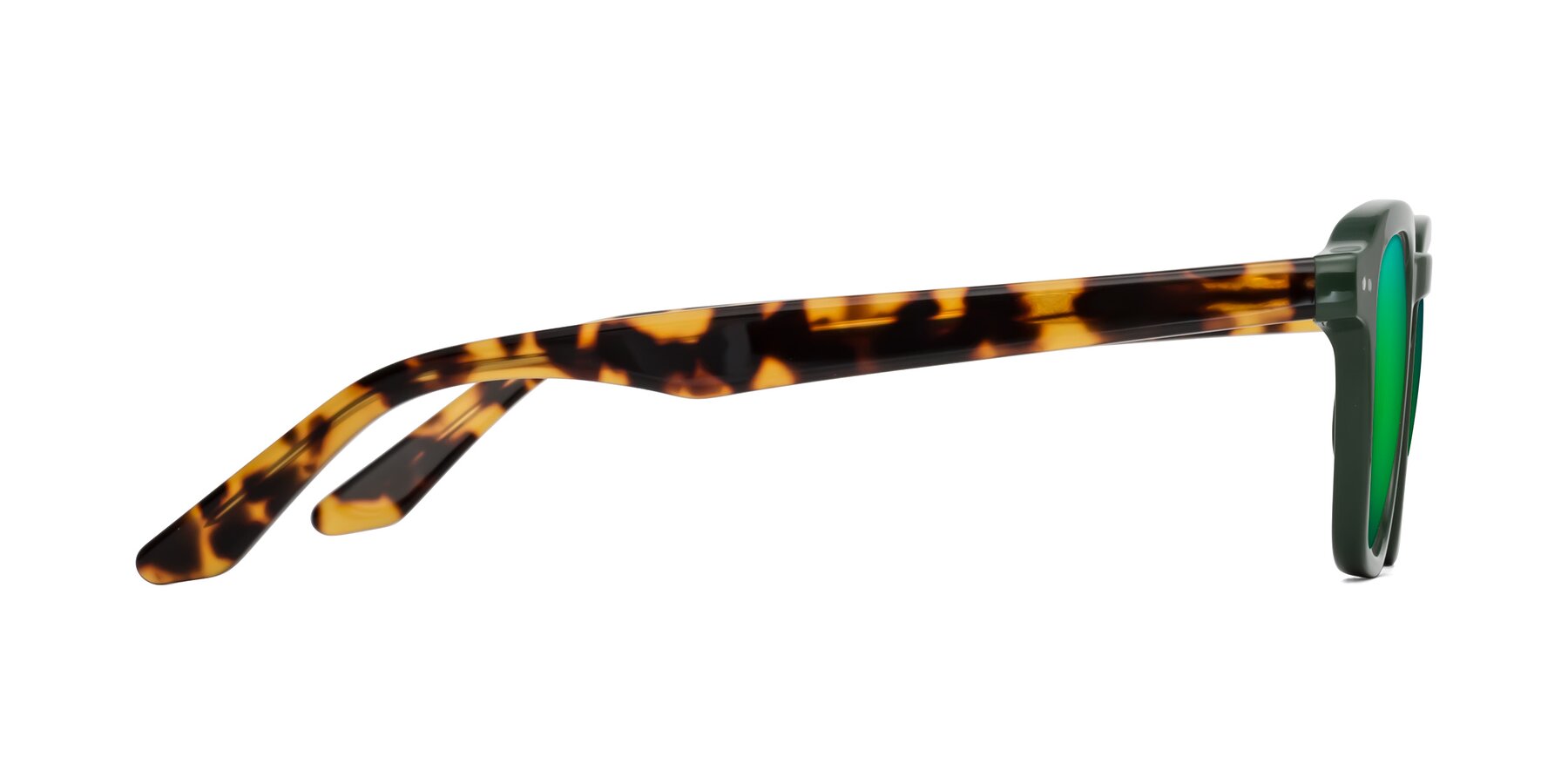 Side of Nice in Seaweed-Tortoise with Green Mirrored Lenses