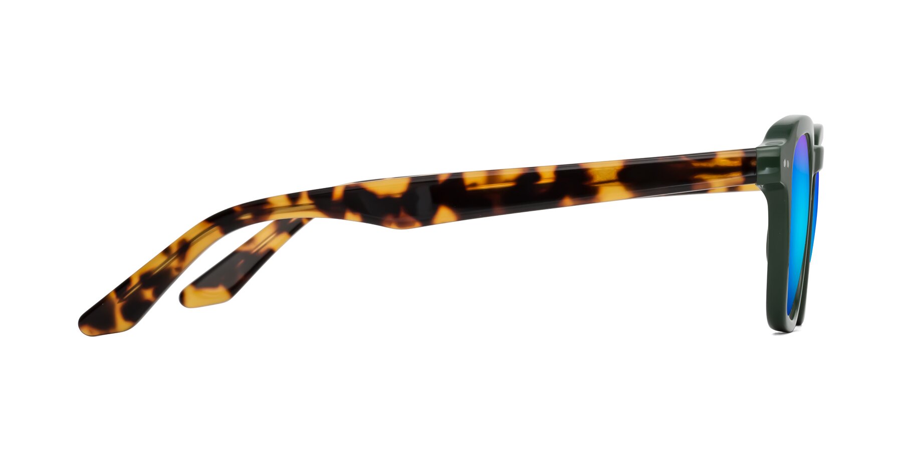 Side of Nice in Seaweed-Tortoise with Blue Mirrored Lenses