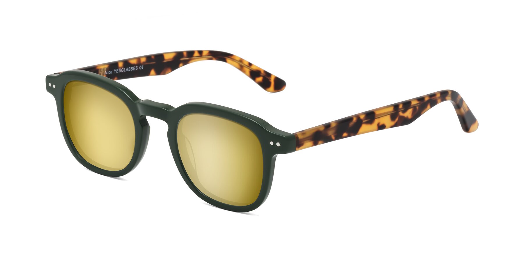 Angle of Nice in Seaweed-Tortoise with Gold Mirrored Lenses