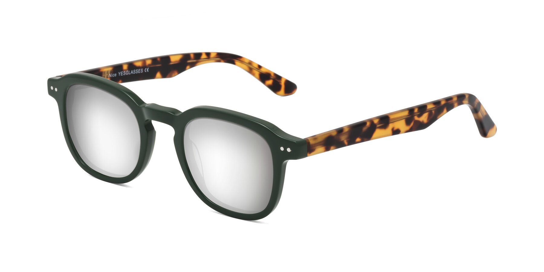 Angle of Nice in Seaweed-Tortoise with Silver Mirrored Lenses