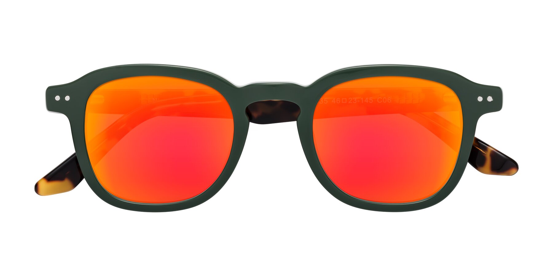 Folded Front of Nice in Seaweed-Tortoise with Red Gold Mirrored Lenses