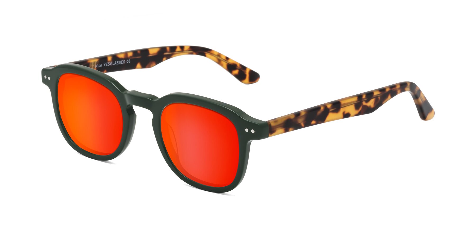 Angle of Nice in Seaweed-Tortoise with Red Gold Mirrored Lenses