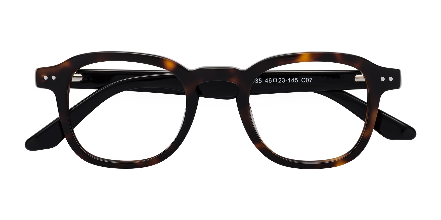 Folded Front of Nice in Tortoise-Black with Clear Eyeglass Lenses