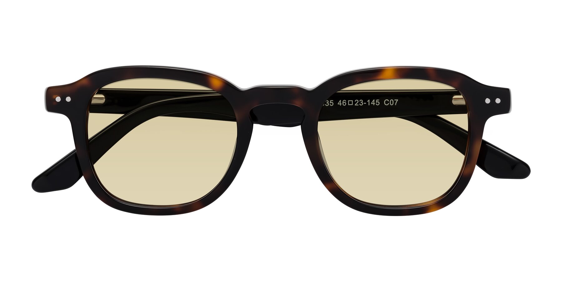 Folded Front of Nice in Tortoise-Black with Light Champagne Tinted Lenses