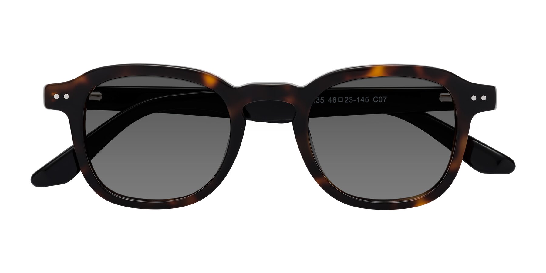 Folded Front of Nice in Tortoise-Black with Medium Gray Tinted Lenses