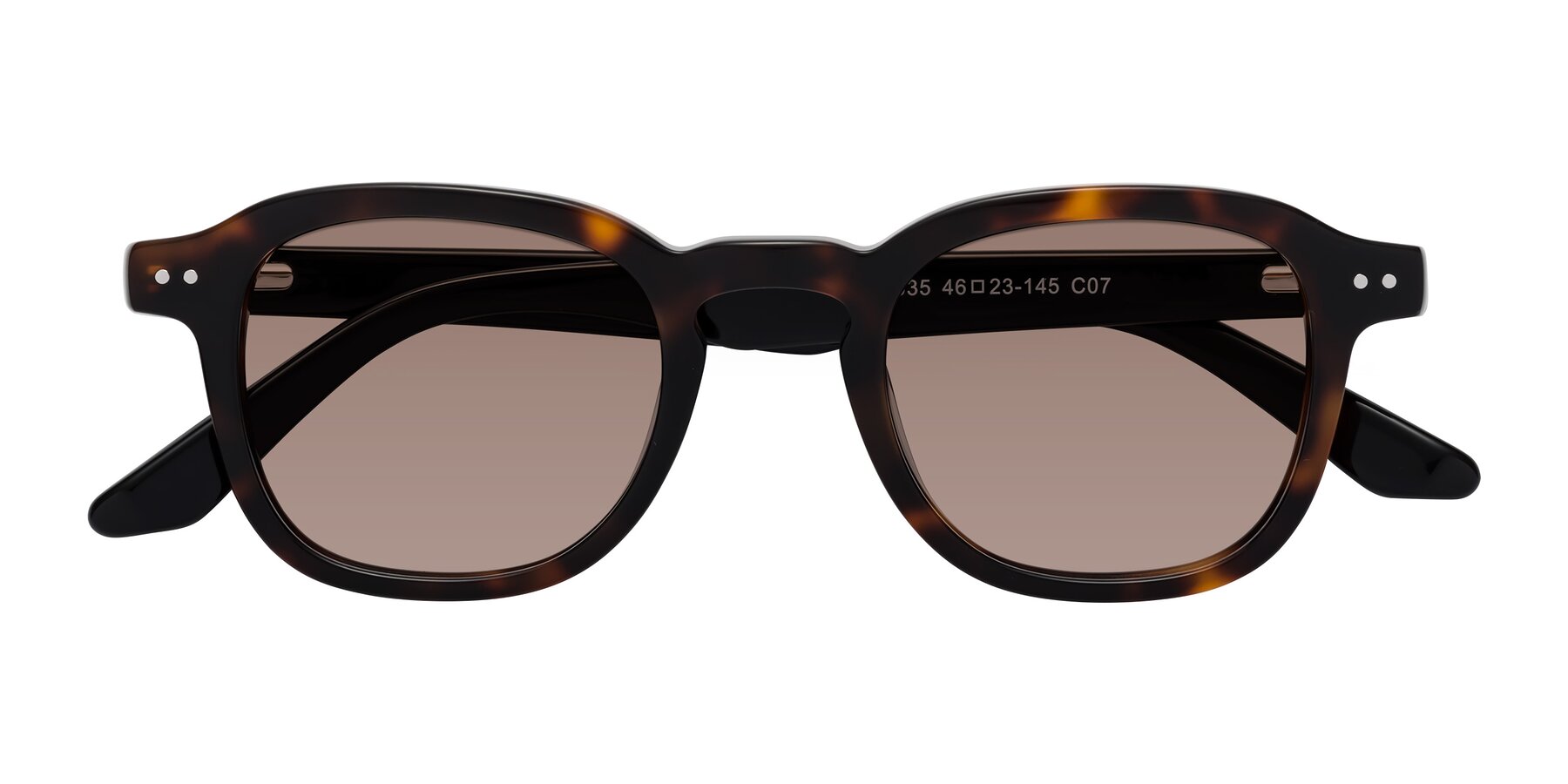 Folded Front of Nice in Tortoise-Black with Medium Brown Tinted Lenses