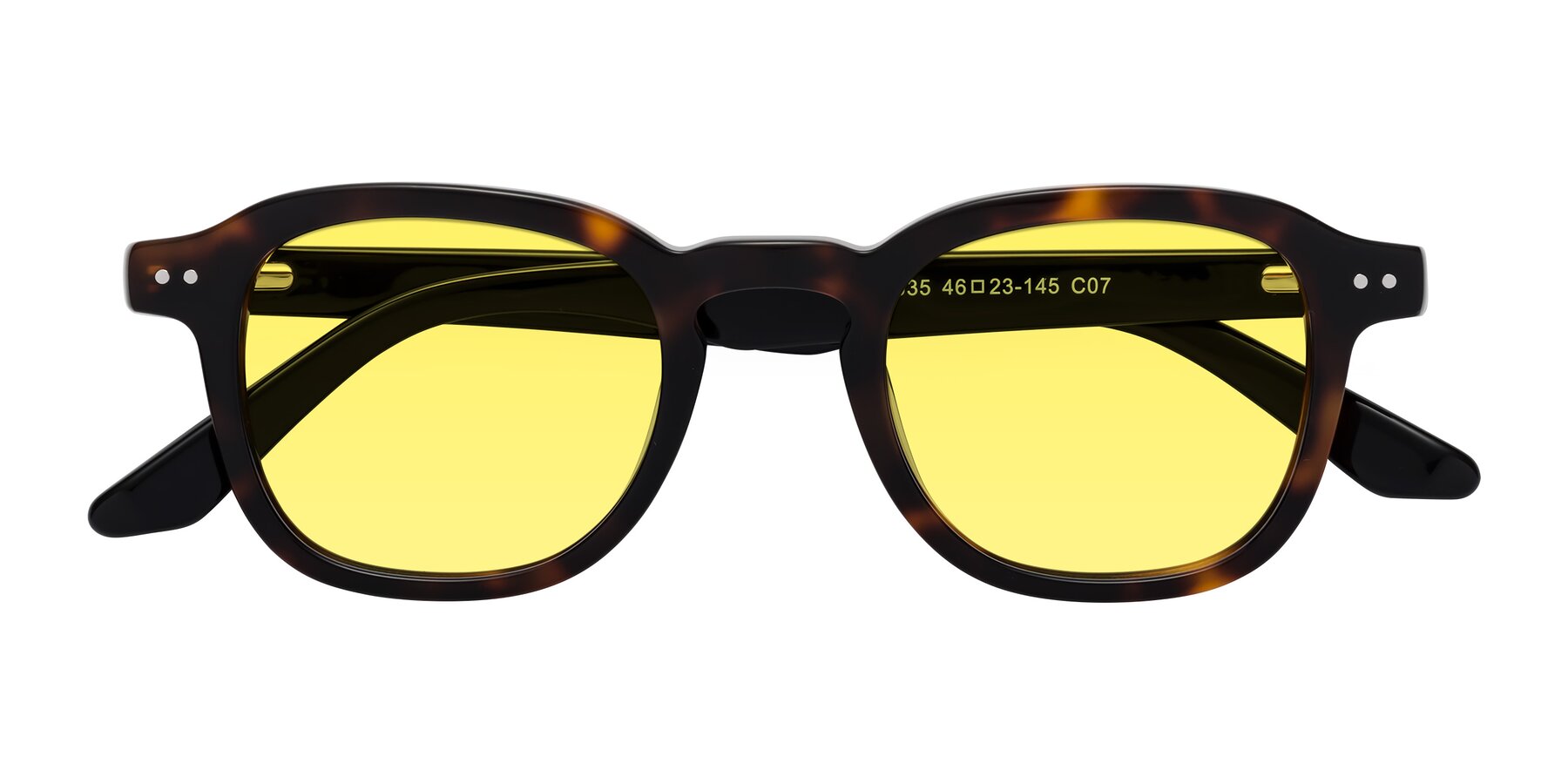 Folded Front of Nice in Tortoise-Black with Medium Yellow Tinted Lenses