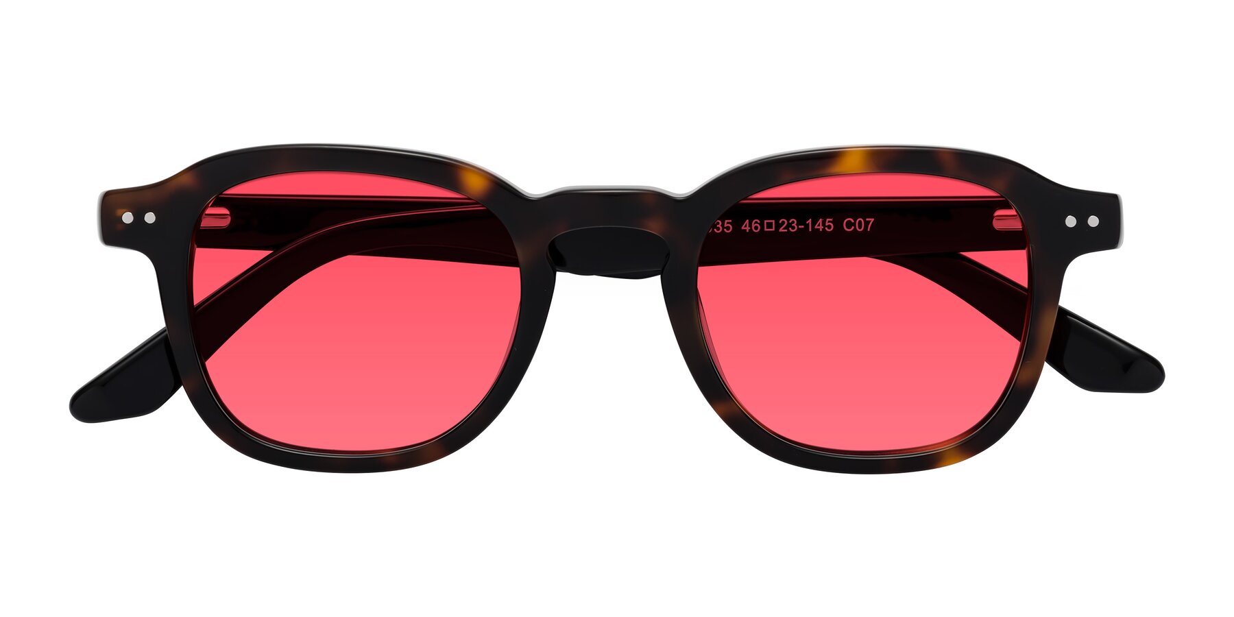 Folded Front of Nice in Tortoise-Black with Red Tinted Lenses