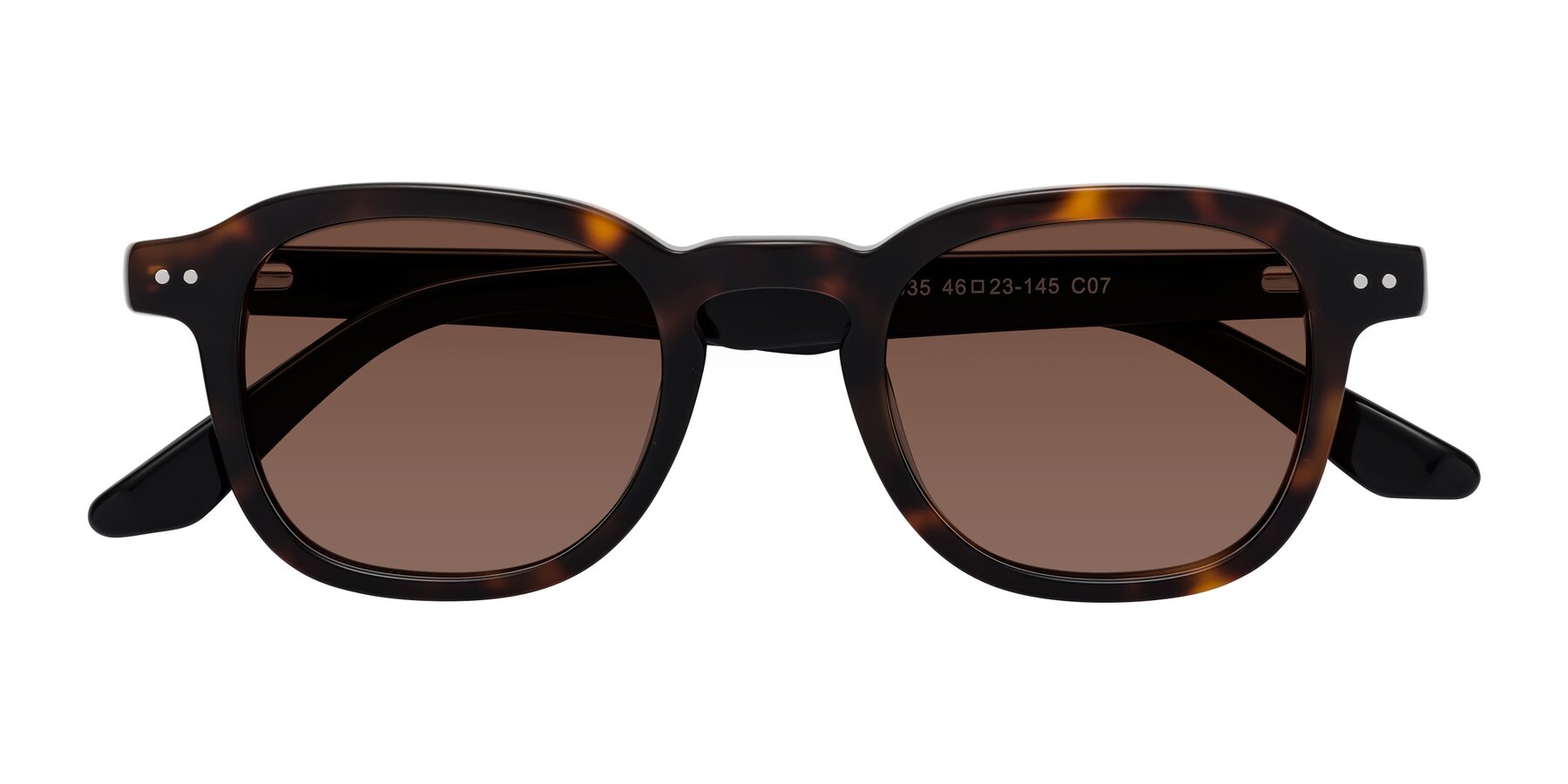 Folded Front of Nice in Tortoise-Black with Brown Tinted Lenses