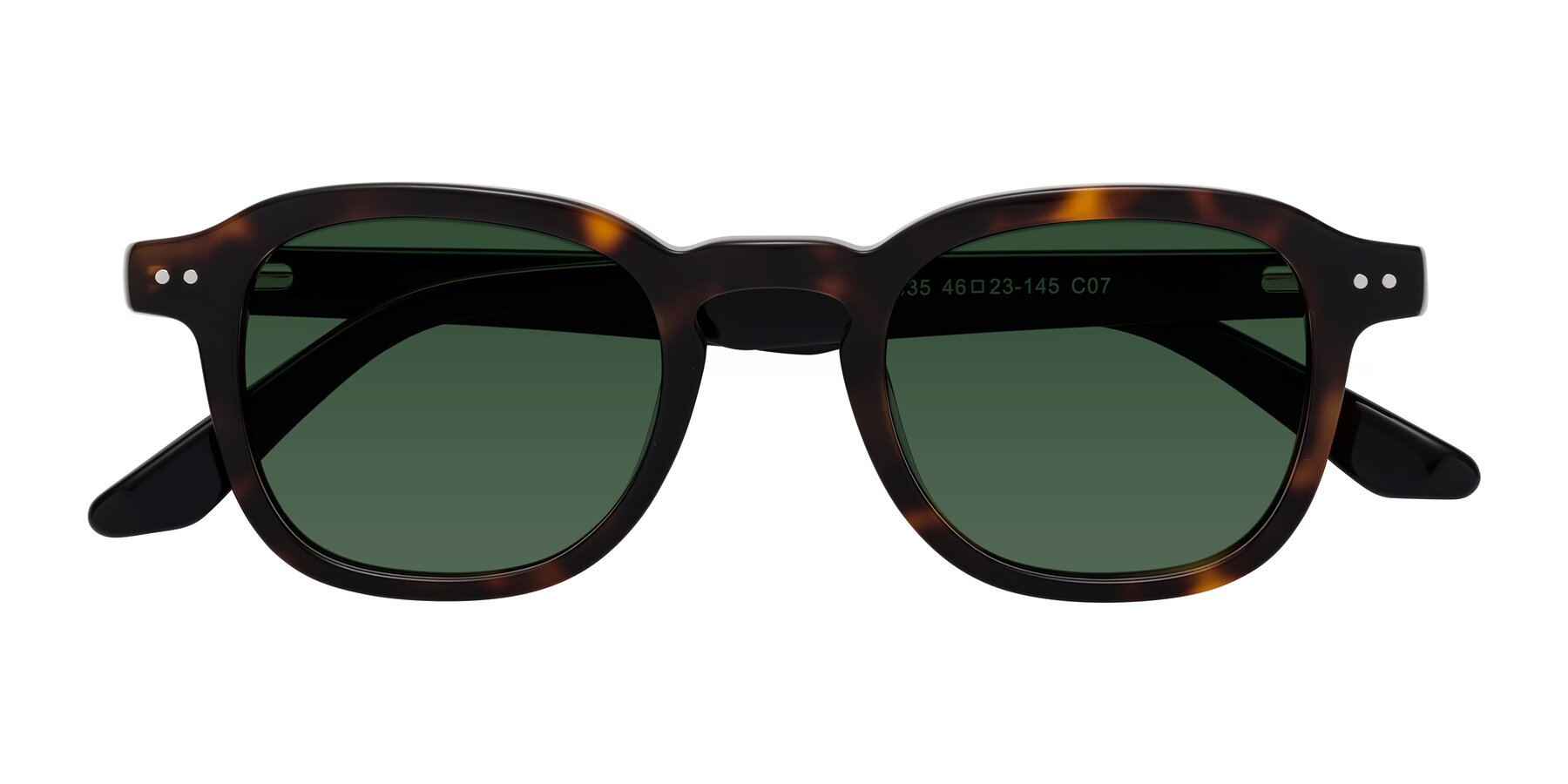 Folded Front of Nice in Tortoise-Black with Green Tinted Lenses