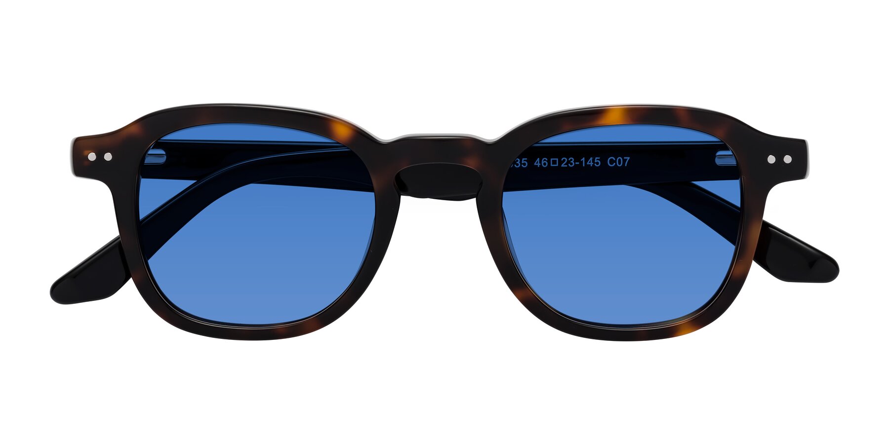 Folded Front of Nice in Tortoise-Black with Blue Tinted Lenses