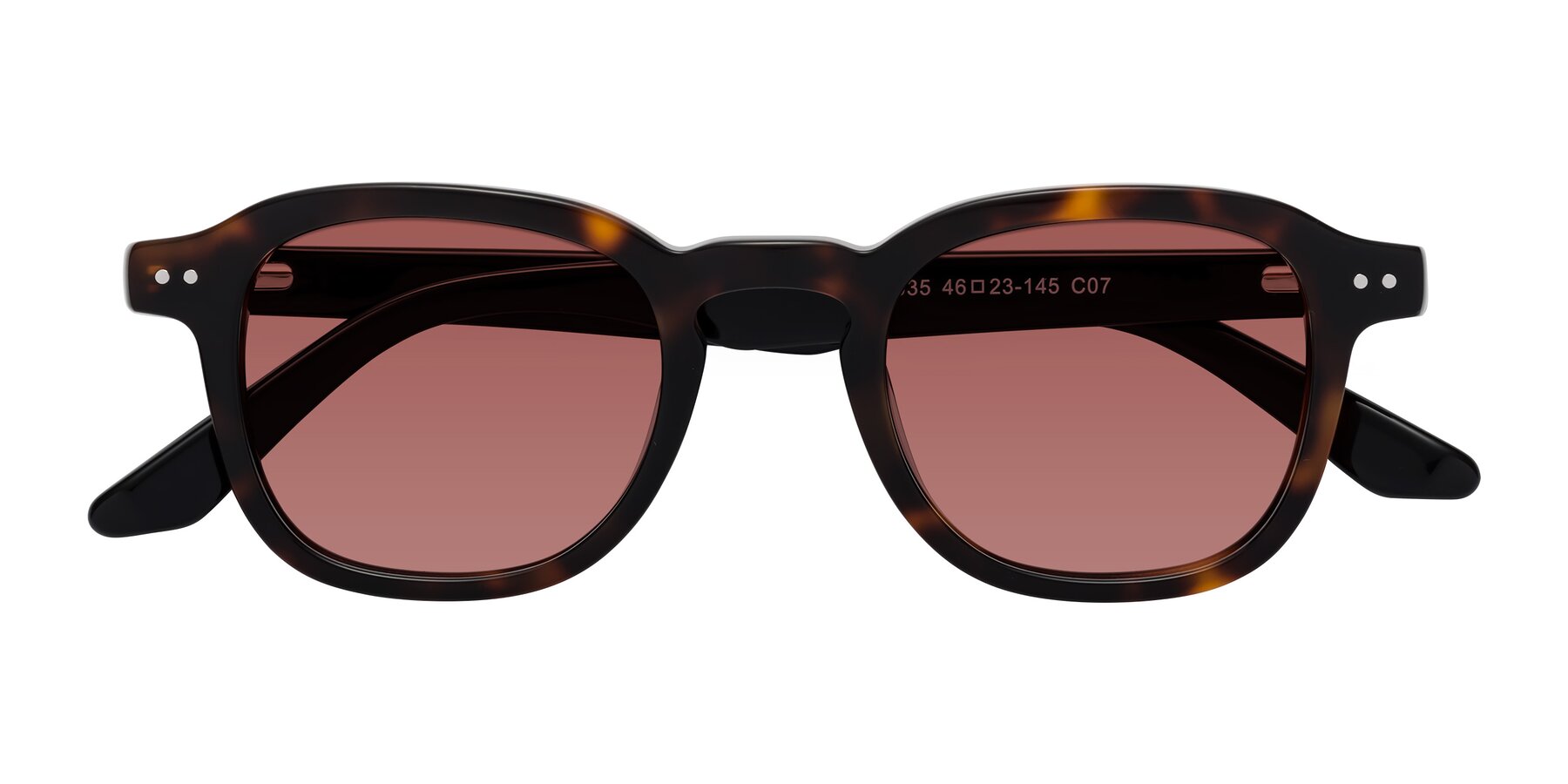 Folded Front of Nice in Tortoise-Black with Garnet Tinted Lenses