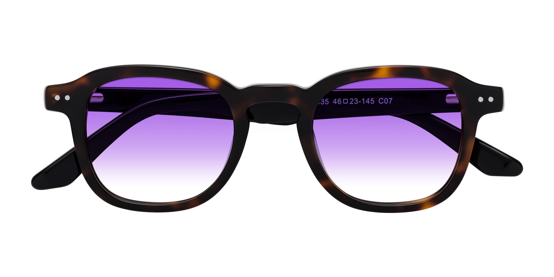 Folded Front of Nice in Tortoise-Black with Purple Gradient Lenses