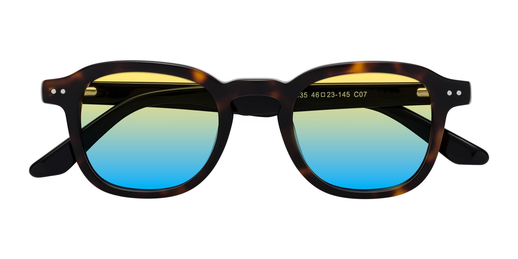 Folded Front of Nice in Tortoise-Black with Yellow / Blue Gradient Lenses