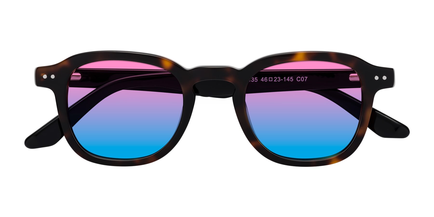 Folded Front of Nice in Tortoise-Black with Pink / Blue Gradient Lenses