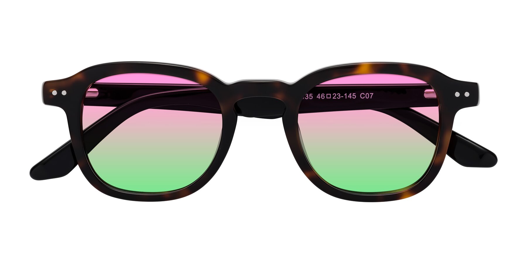 Folded Front of Nice in Tortoise-Black with Pink / Green Gradient Lenses