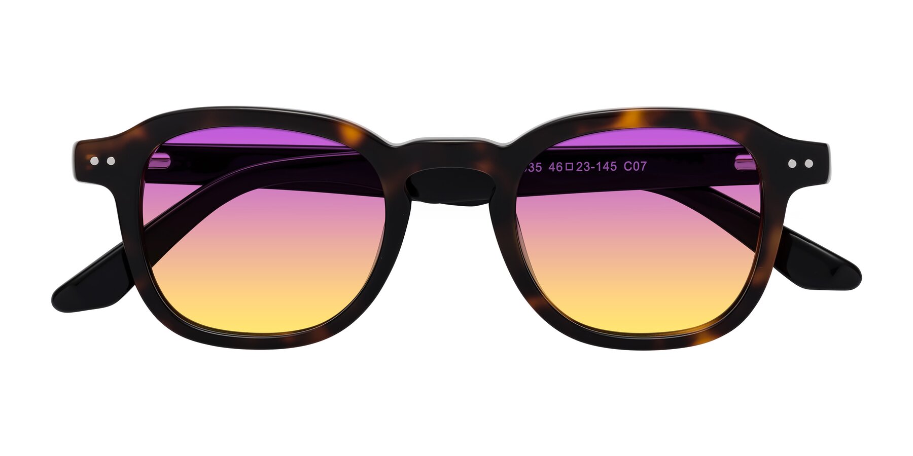 Folded Front of Nice in Tortoise-Black with Purple / Yellow Gradient Lenses