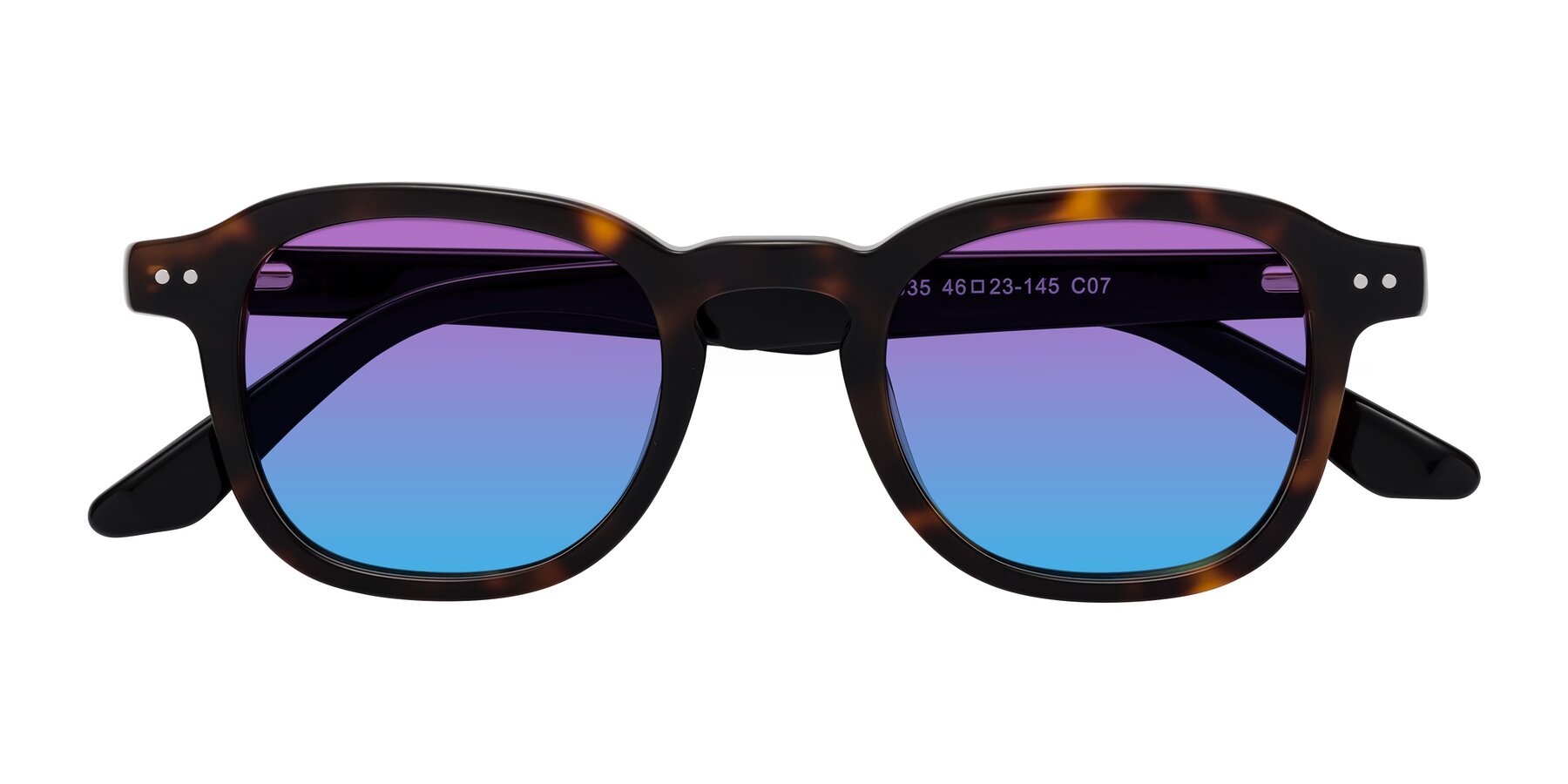 Folded Front of Nice in Tortoise-Black with Purple / Blue Gradient Lenses