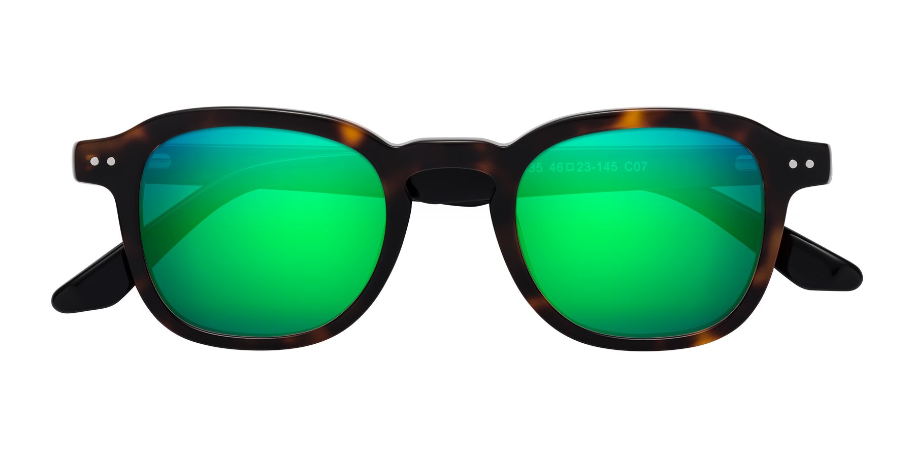 Folded Front of Nice in Tortoise-Black with Green Mirrored Lenses