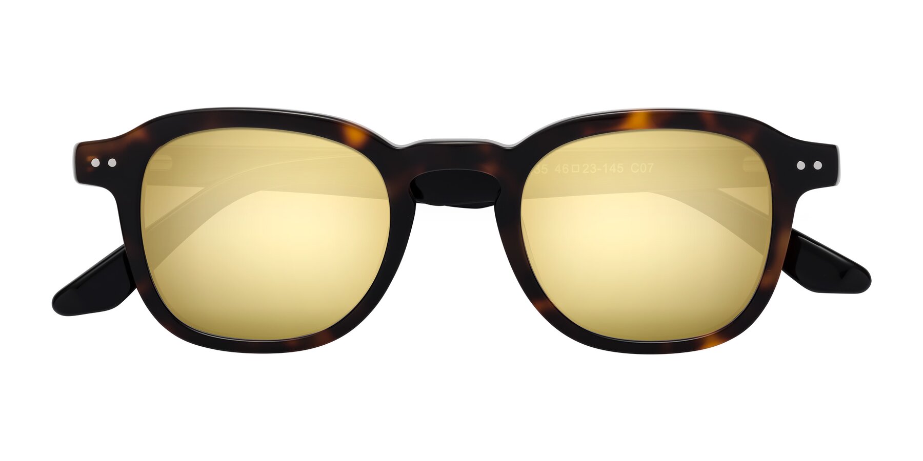 Folded Front of Nice in Tortoise-Black with Gold Mirrored Lenses