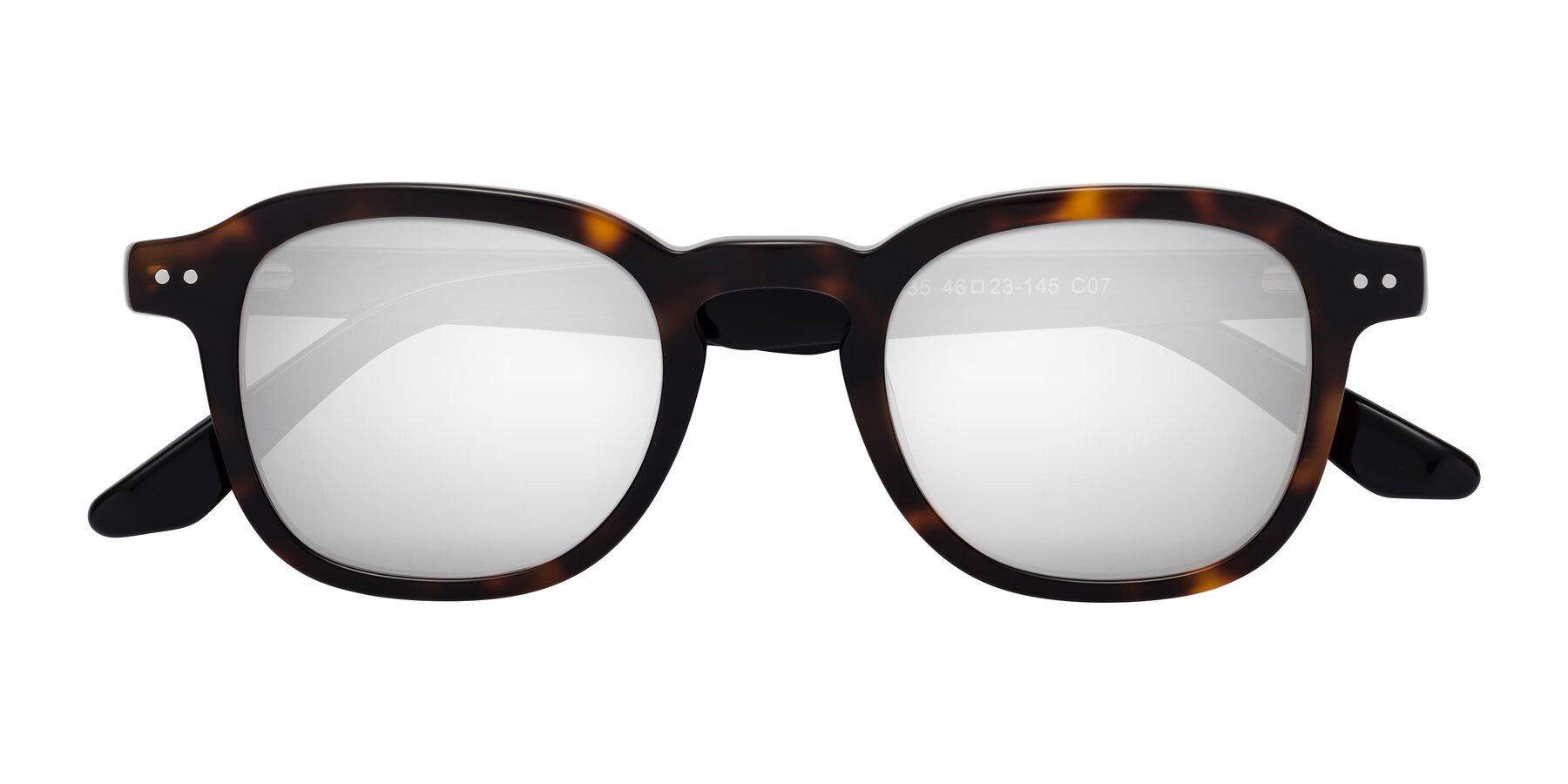 Folded Front of Nice in Tortoise-Black with Silver Mirrored Lenses