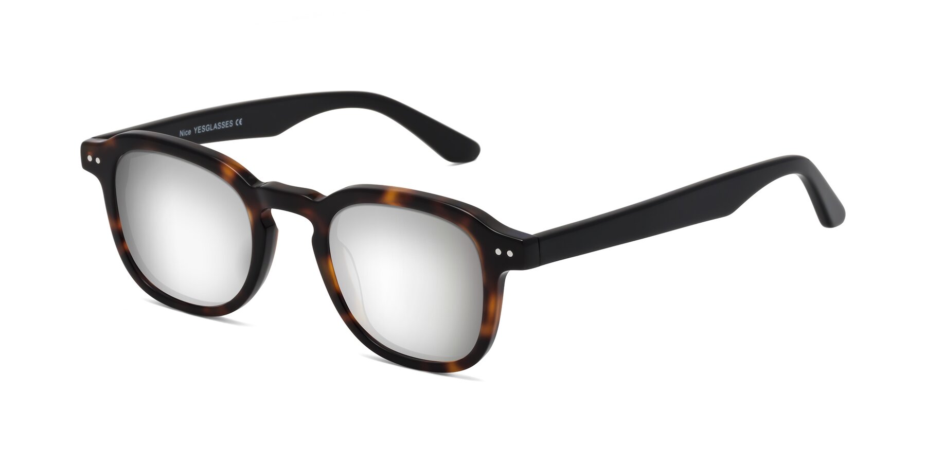 Angle of Nice in Tortoise-Black with Silver Mirrored Lenses