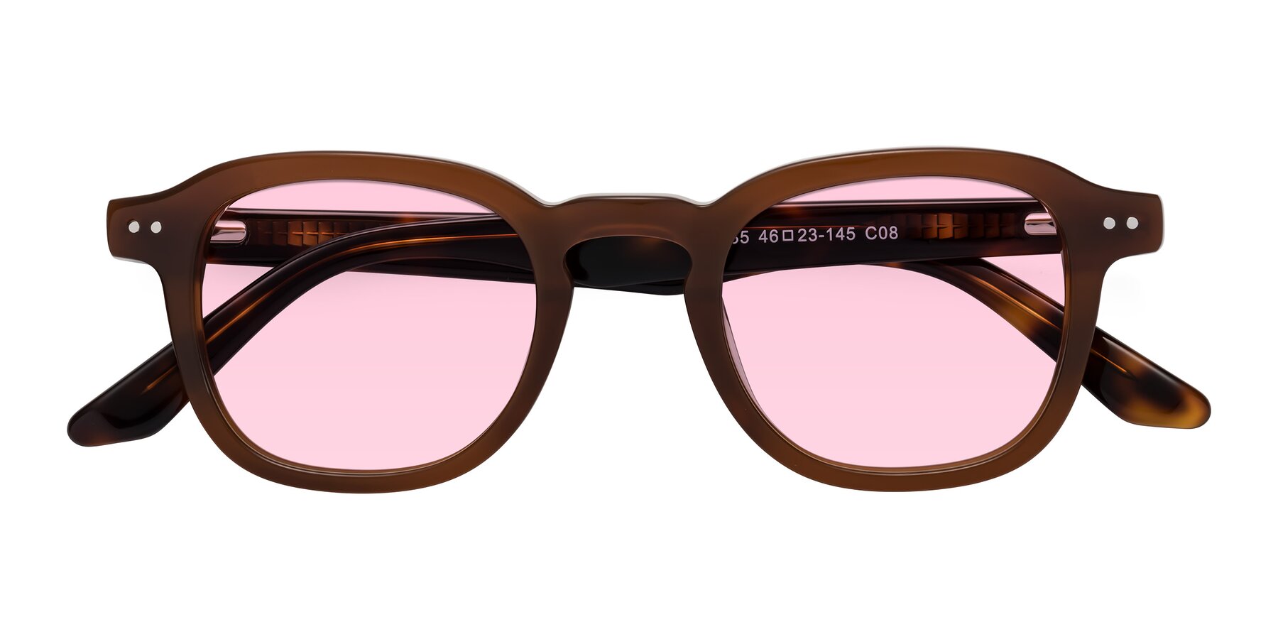 Folded Front of Nice in Brown-Tortoise with Light Pink Tinted Lenses