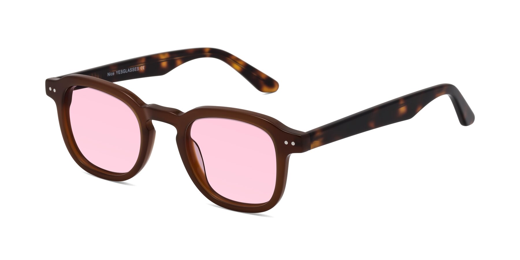 Angle of Nice in Brown-Tortoise with Light Pink Tinted Lenses