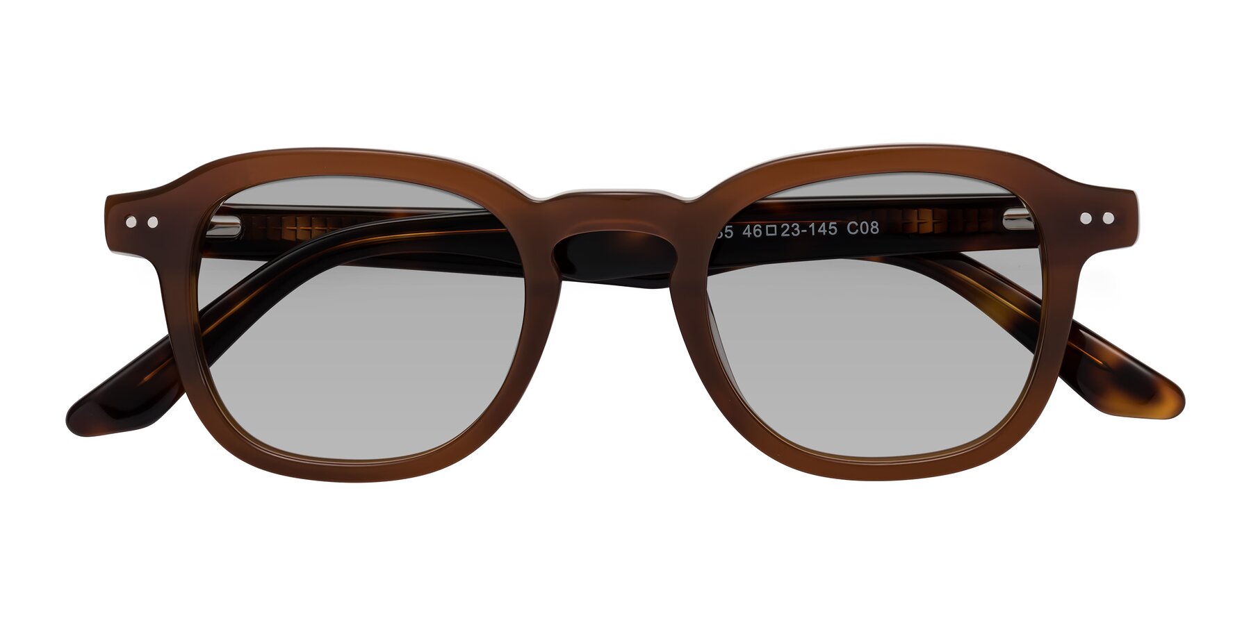 Folded Front of Nice in Brown-Tortoise with Light Gray Tinted Lenses