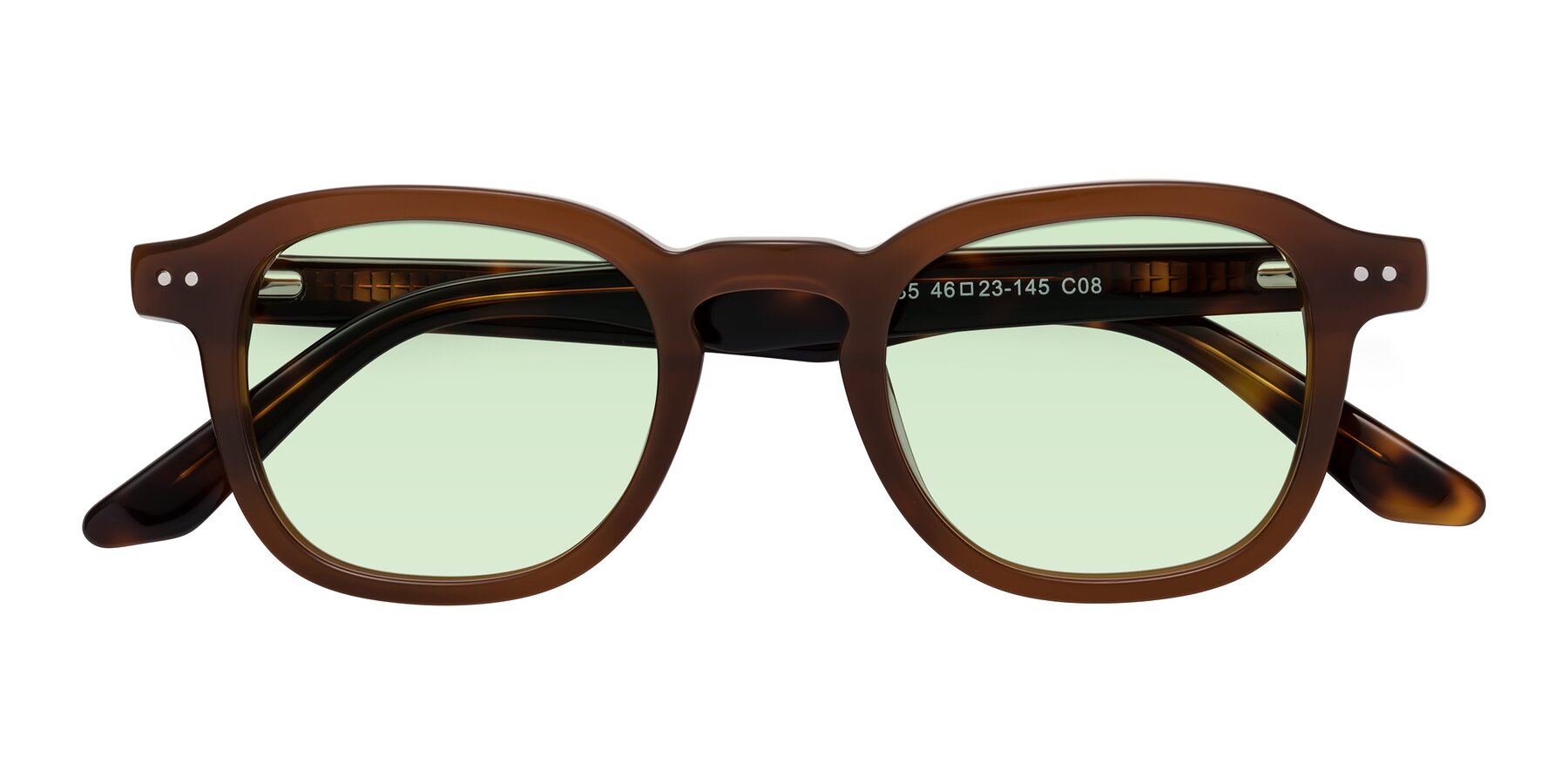 Folded Front of Nice in Brown-Tortoise with Light Green Tinted Lenses