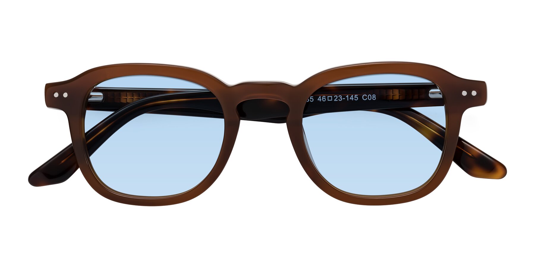 Folded Front of Nice in Brown-Tortoise with Light Blue Tinted Lenses