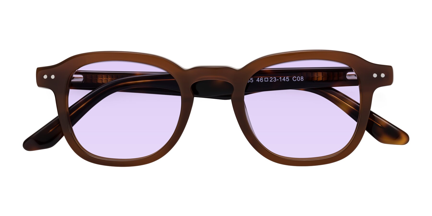 Folded Front of Nice in Brown-Tortoise with Light Purple Tinted Lenses