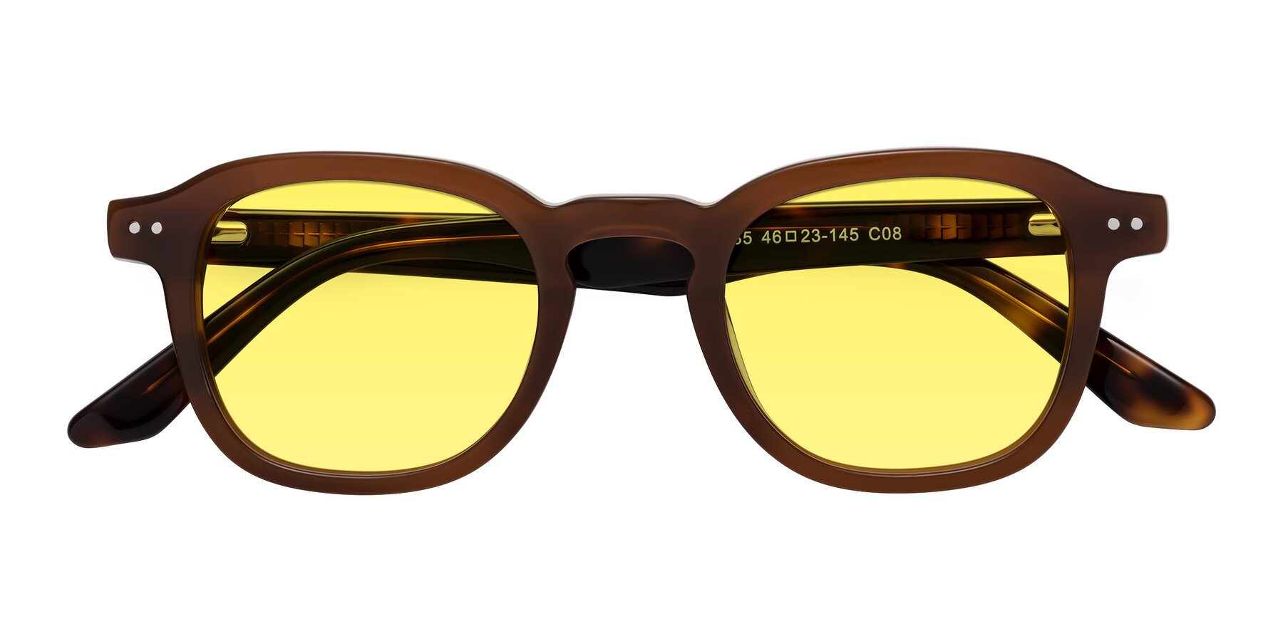 Folded Front of Nice in Brown-Tortoise with Medium Yellow Tinted Lenses