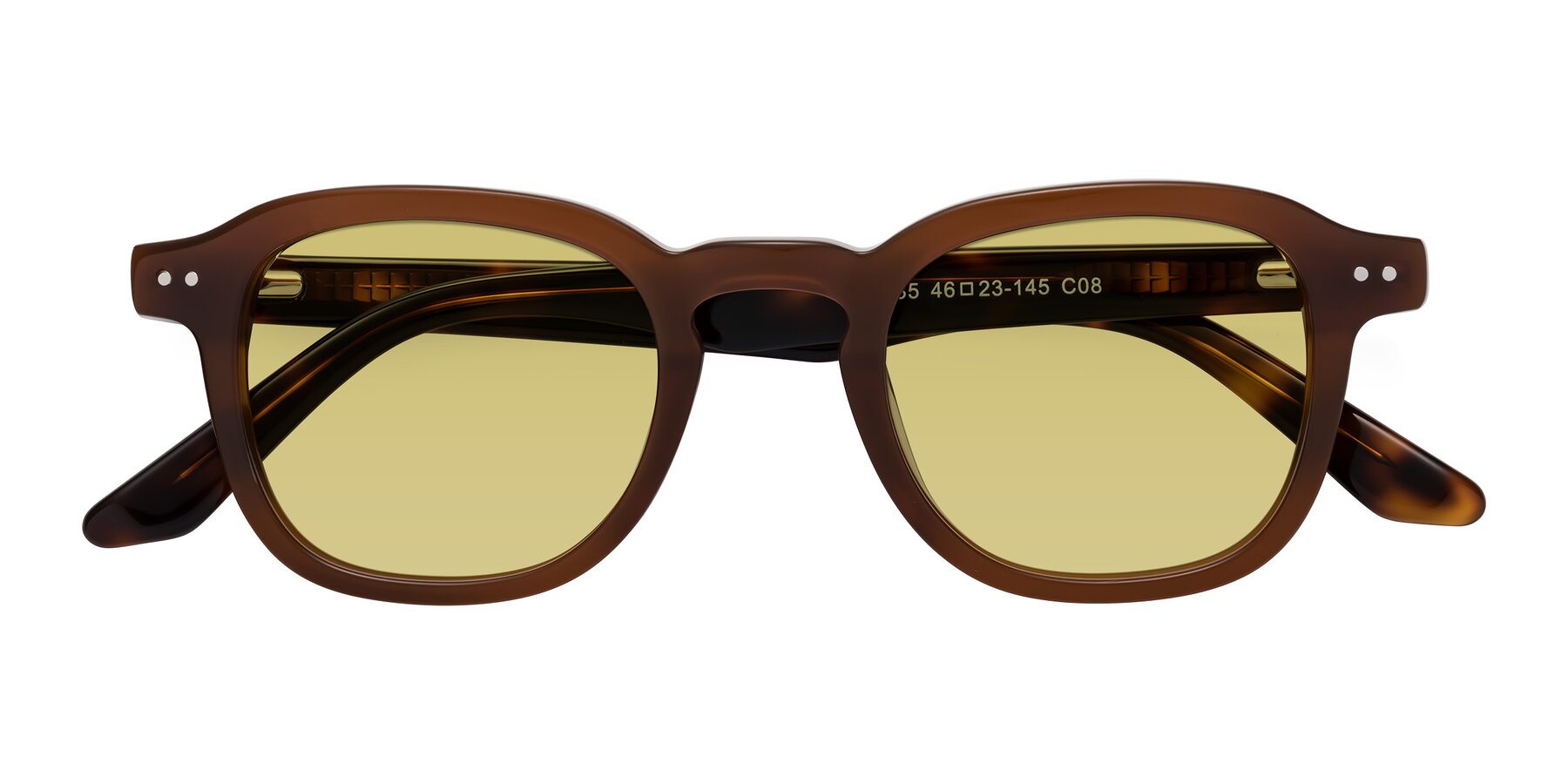 Folded Front of Nice in Brown-Tortoise with Medium Champagne Tinted Lenses