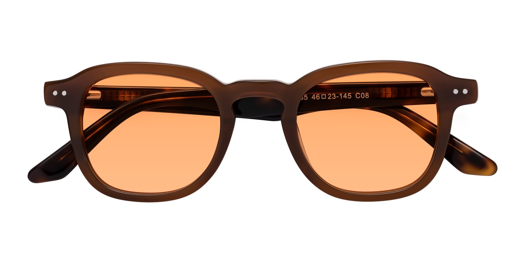 Folded Front of Nice in Brown-Tortoise with Medium Orange Tinted Lenses