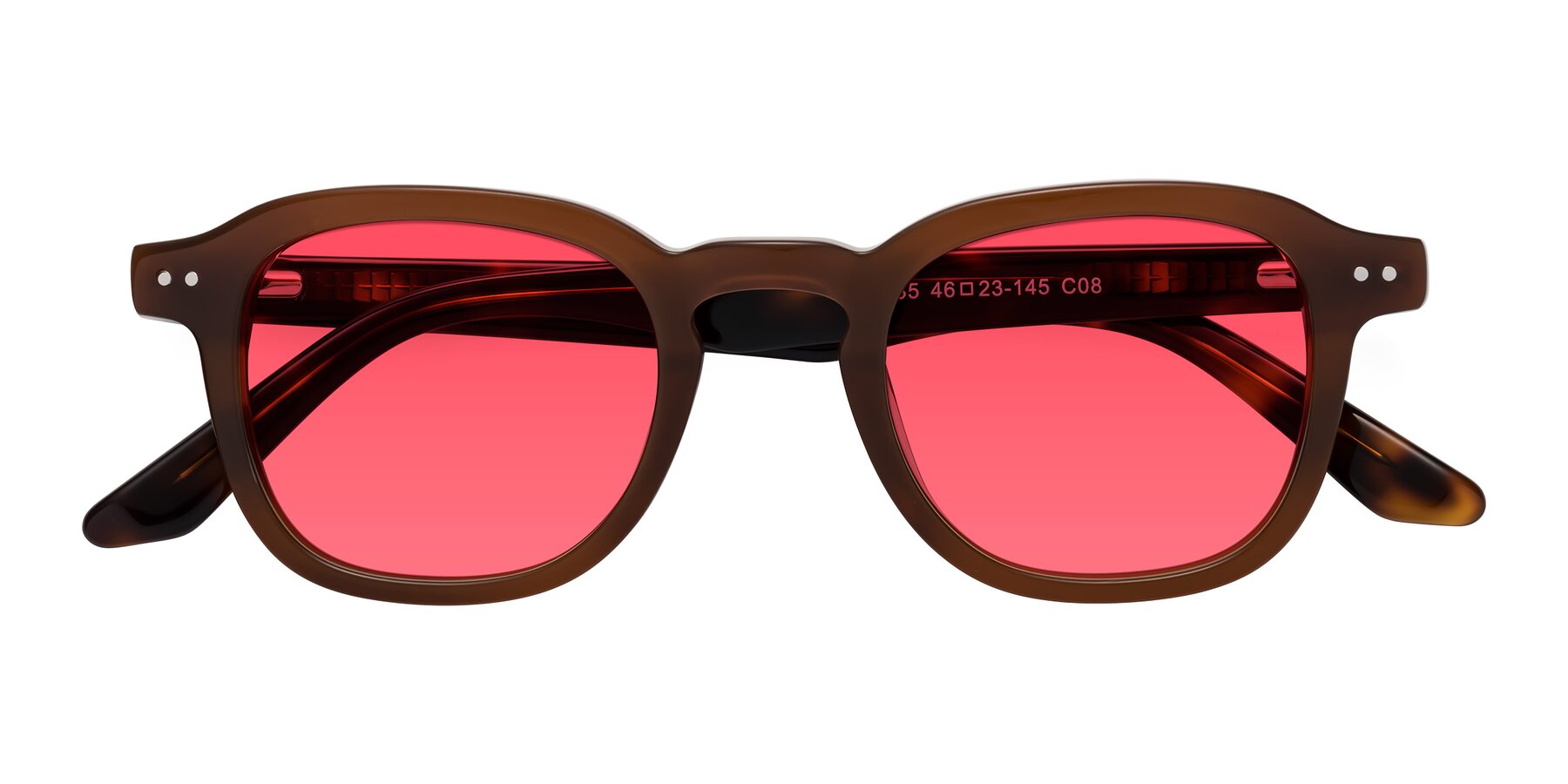 Folded Front of Nice in Brown-Tortoise with Red Tinted Lenses