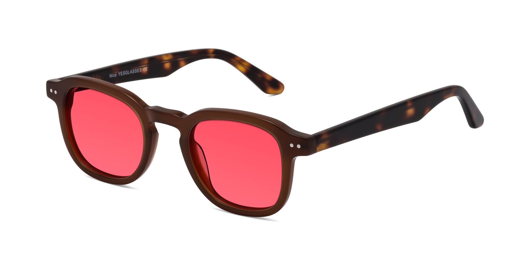 Angle of Nice in Brown-Tortoise with Red Tinted Lenses