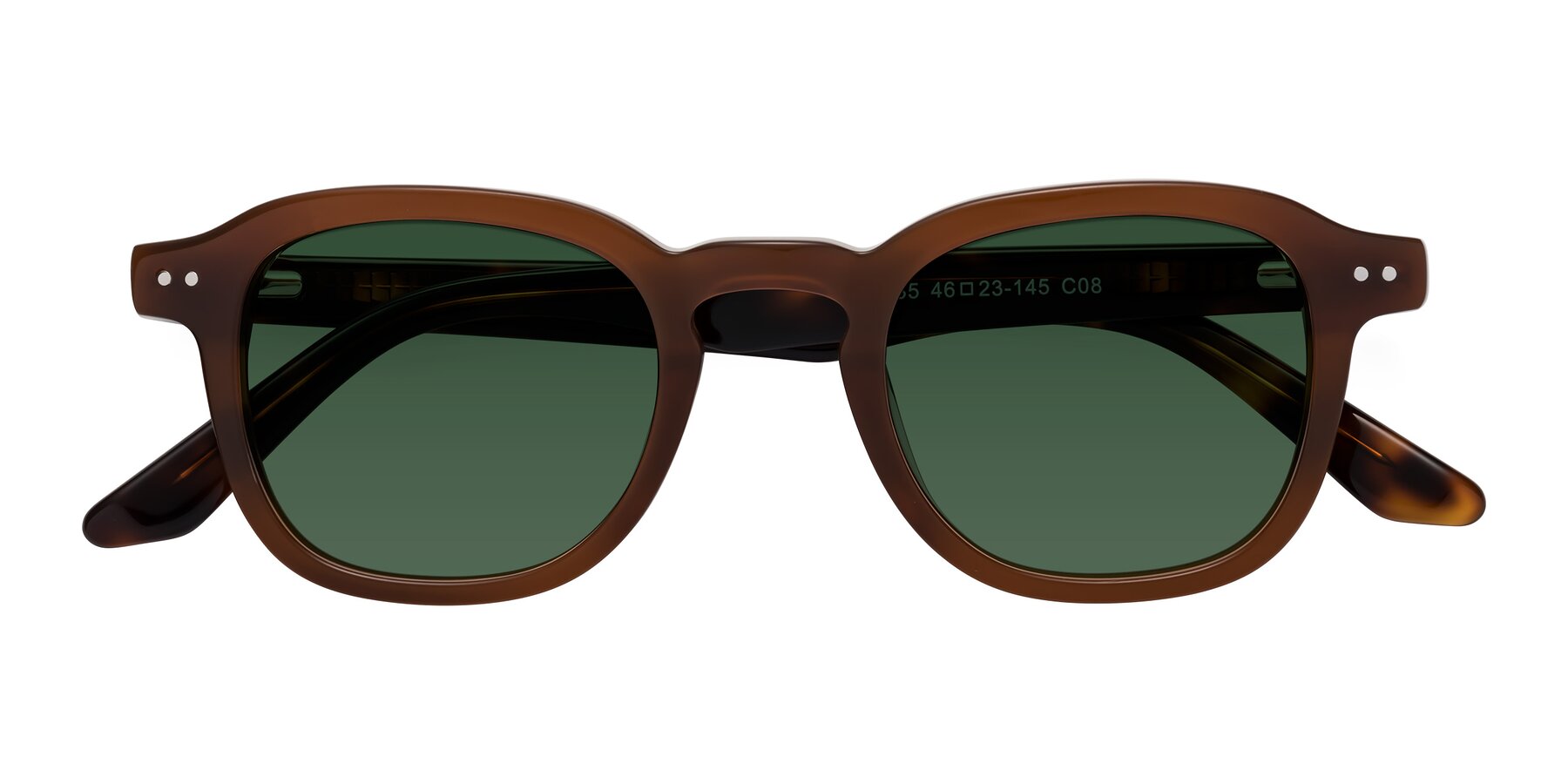 Folded Front of Nice in Brown-Tortoise with Green Tinted Lenses