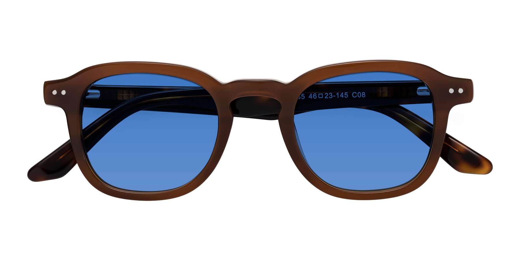 Folded Front of Nice in Brown-Tortoise with Blue Tinted Lenses