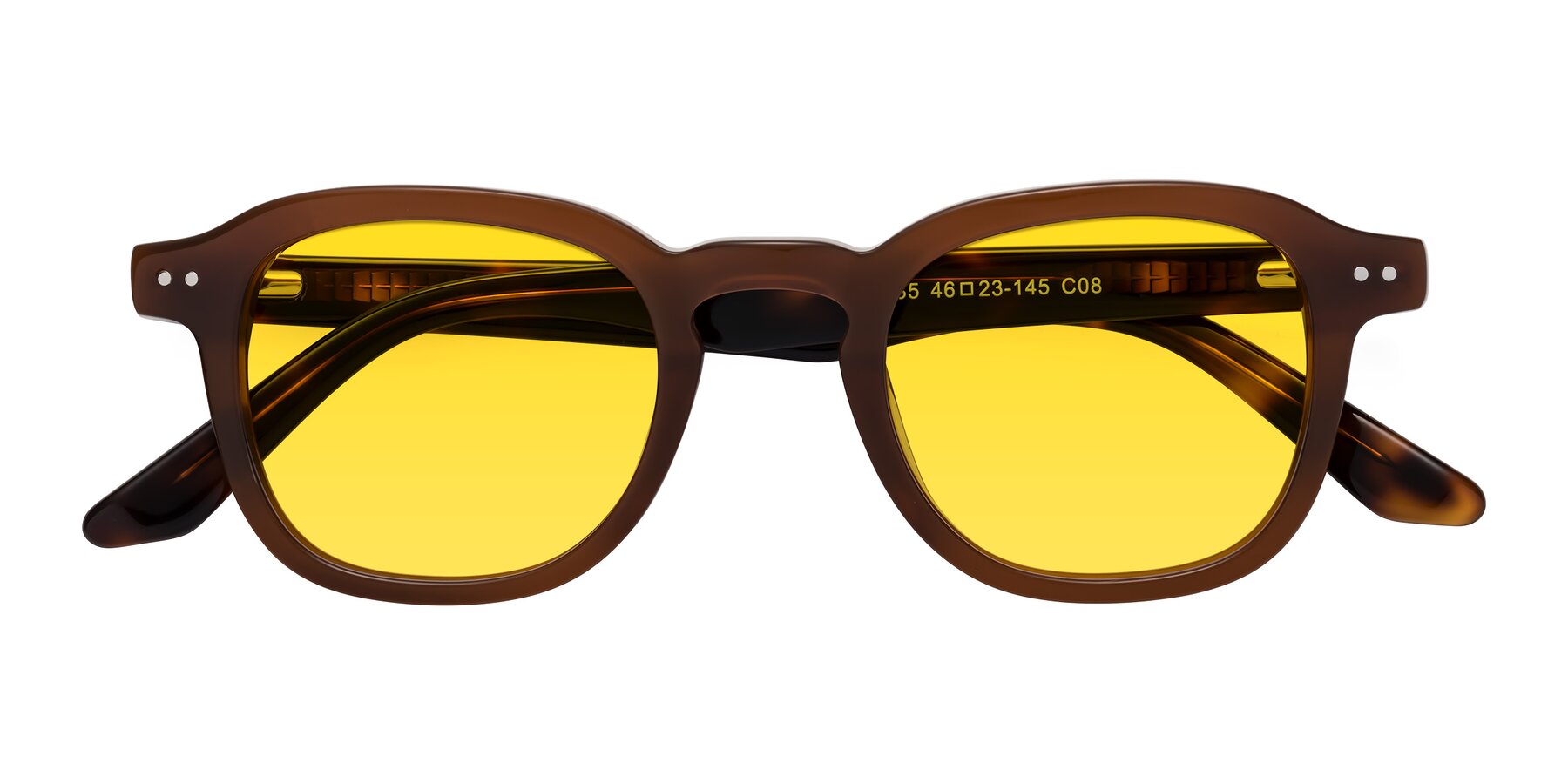 Folded Front of Nice in Brown-Tortoise with Yellow Tinted Lenses